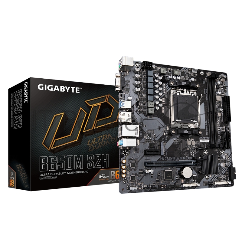 Материнская плата Gigabyte B650M S2H (V1.2/V1.4), AM5, AMD B650, 2xDDR5, 4xSATA, 1xM.2, 1xPCI-E 4.0 x16, 3xUSB-A 3.2 Gen 1, 1xUSB-C 3.2 Gen 1, 1x 1Gb LAN, 3x3.5 мм, 7.1, Micro-ATX