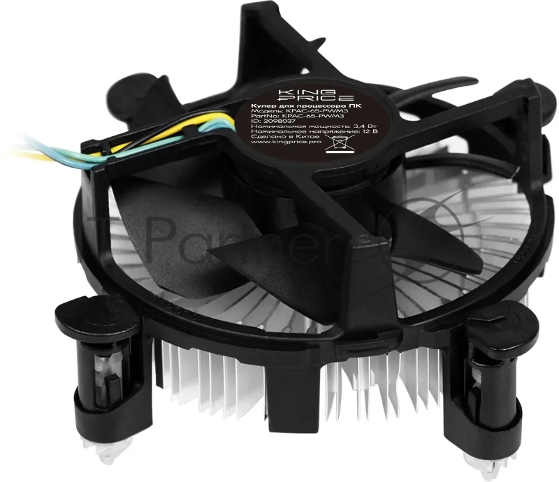 Кулер KingPrice KPAC-65-PWM3 92x92x25mm Soc-1200/1150/1151/1155 черный 4-pin 18-35dB Al 65W 140gr Ret