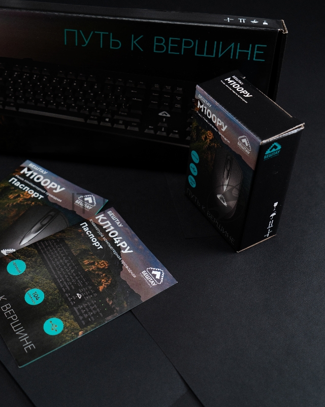 Мышь проводная БЕШТАУ М100РУ черный, 1600 dpi, USB, кнопки - 3