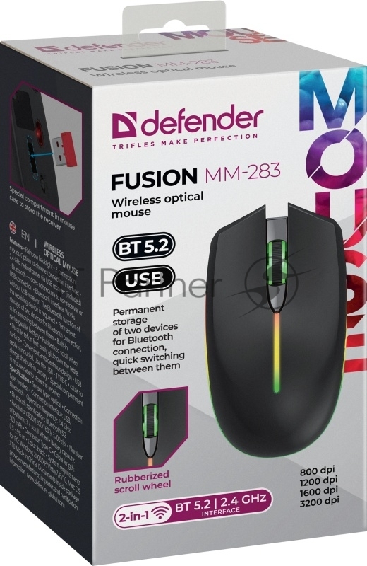 Мышь беспроводная DEFENDER (52283) Fusion MM-283, черный