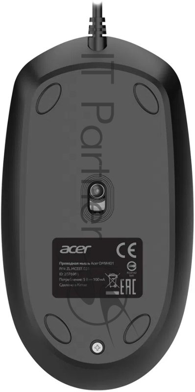 Мышь Acer OMW401 черный оптическая 2000dpi silent USB 4but (ZL.MCEEE.031)
