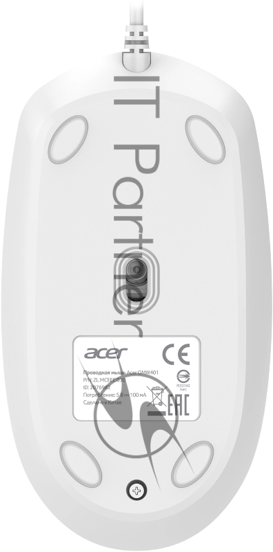 Мышь Acer OMW401 белый оптическая 2000dpi USB 4but (ZL.MCEEE.030)