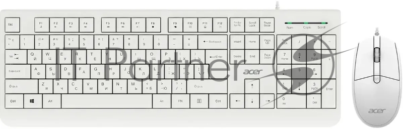 Клавиатура + мышь Acer OCC400 клав:белый мышь:белый USB (ZL.ACCCC.014)