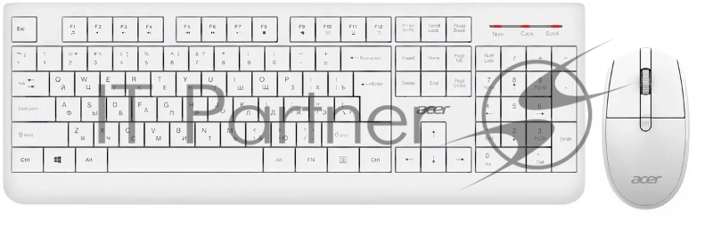 Клавиатура + мышь Acer OCC401 клав:белый мышь:белый USB беспроводная (ZL.ACCCC.017)