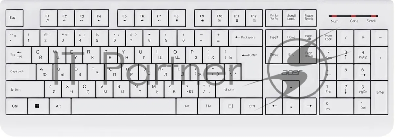 Клавиатура + мышь Acer OCC401 клав:белый мышь:белый USB беспроводная (ZL.ACCCC.017)