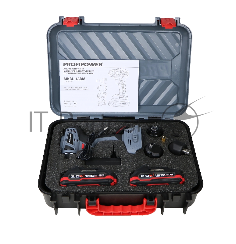 Аккумуляторный бесщеточный шуруповерт со съемным патроном PROFIPOWER MKBL-18BM (18В, 45Нм, Li-ion-2шт, 2.0Ач, 0,8-10мм, бита, З/У,в кейсе)