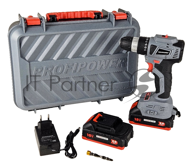 Аккумуляторный бесщеточный шуруповерт PROFIPOWER MKBL-18BT (18В,Li-ion-2шт, 2.0Ач, 0,8-10мм,40нм,магнитная бита, З/У, в кейсе)