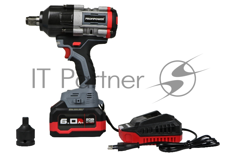 Аккумуляторный бесщеточный ударный гайковерт PROFIPOWER T-1200N (18В,Li-ion-1шт, 6.0Ач, 1200Нм, переходник 3/4-1/2, З/У, в кейсе) E0244