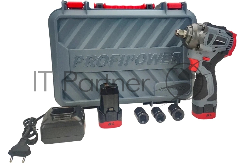 Аккумуляторный бесщеточный ударный гайковерт PROFIPOWER BL-163 (16В, 260Нм, Li-ion 2шт, 2.0Ач, ударные головки 17,19,21, З/У,в кейсе)
