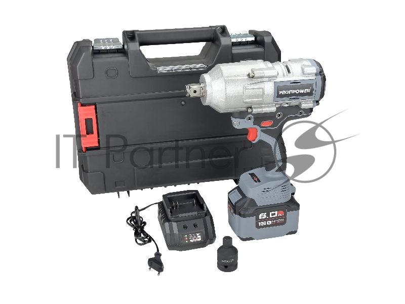 Аккумуляторный гайковерт бесщеточный ударный ProfiPower T-2000N (Li-ion-1шт, 6.0Ач, 2000Нм, адаптер переходника, З/У, в кейсе)