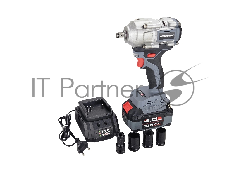 Аккумуляторный гайковерт бесщеточный ударный ProfiPower T-500N (Li-ion-1шт, 4.0Ач, 500Нм, ударная головка 17/19/21мм, З/У, в кейсе)