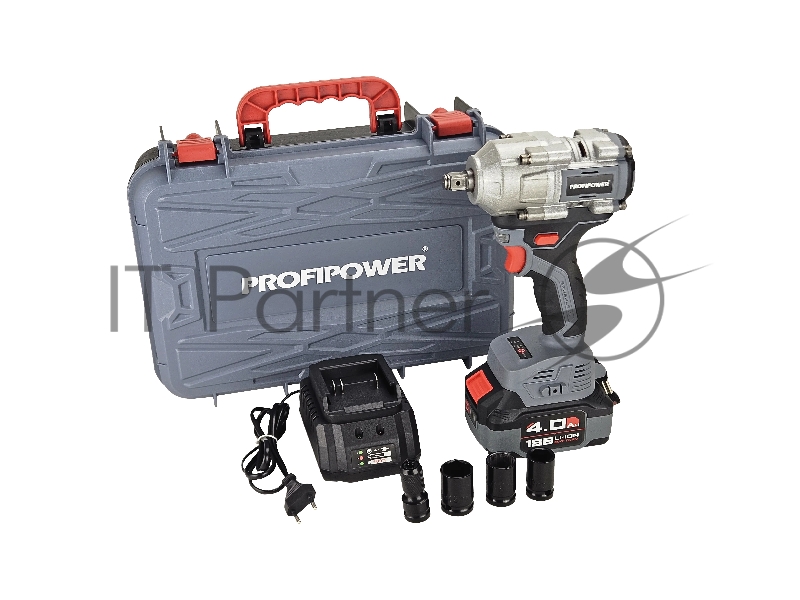 Аккумуляторный гайковерт бесщеточный ударный ProfiPower T-500N (Li-ion-1шт, 4.0Ач, 500Нм, ударная головка 17/19/21мм, З/У, в кейсе)