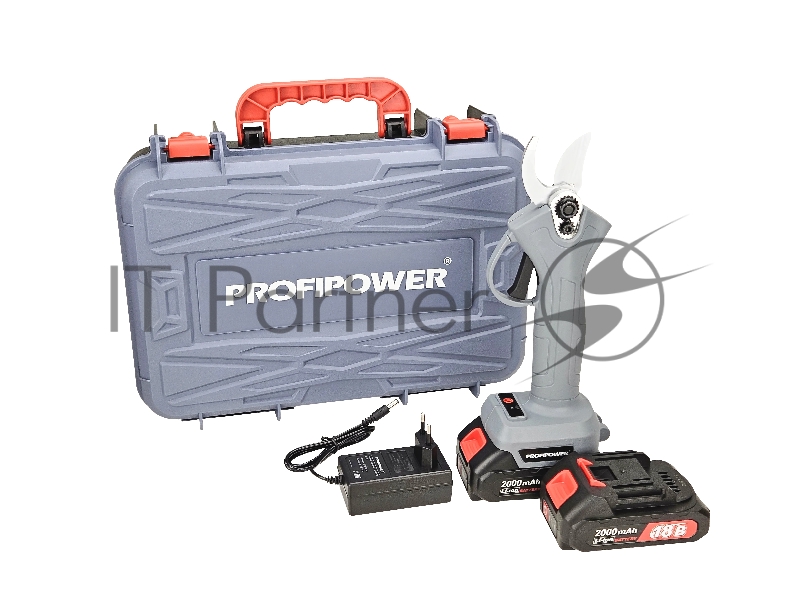 Аккумуляторный секатор садовый бесщеточный ProfiPower MKGSP-18V (Li-ion-2шт, 2.0Ач, зап. лезвие, набор ключей, З/У, в кейсе)