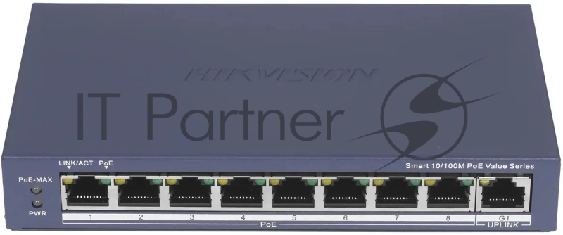 POE-коммутатор, 8-портовый, Hikvision DS-3E1309P-EI(O-STD)(B) - Fast Ethernet Smart