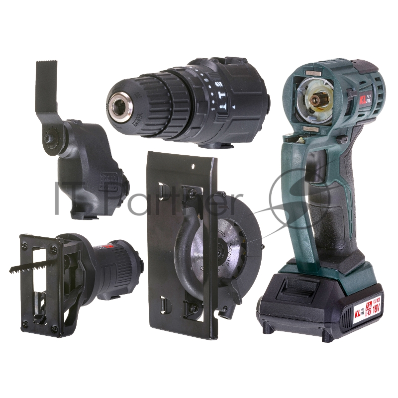 Профессиональный беспроводной мульти сет KLPRO KLMS18-20 4в1 реноватор/уд шуруповерт/диск пила/лобзик (18В, Li-ion-2шт, 2.0Ач, ,З/У, сумка + 20 аксес)