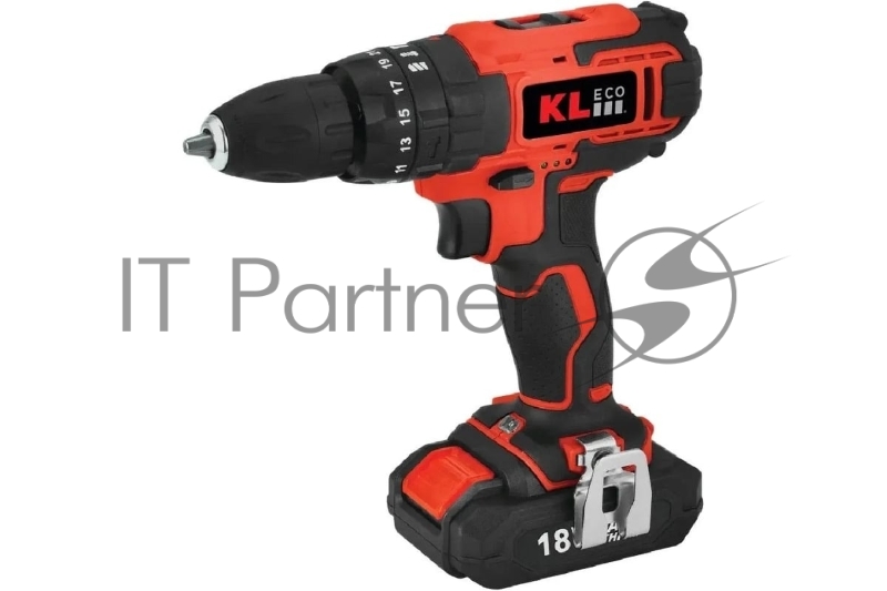 Шуруповерт ударный аккумуляторный KLECO KE18DM-20DB (18В, Li-ion-2шт, 2 Ач, 30Нм, З/У, биты 32шт, сверла 9шт дерево/металл, кейс)