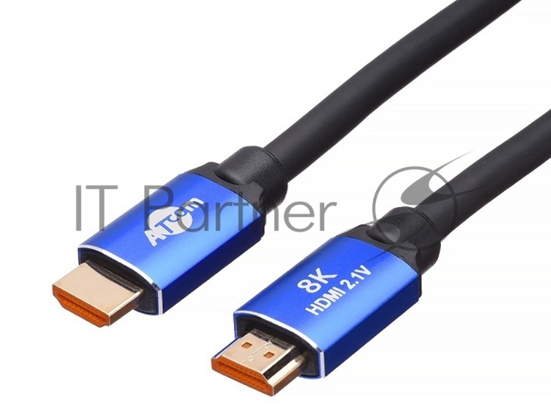 Кабель ATCOM AT8884 HDMI 2 м (HIGH speed, Metal gold, блистер) 8K VER 2.1