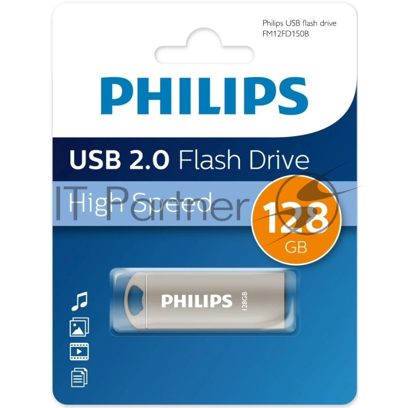 Флешка USB 128GB PHILIPS IRON 2.0 128GB, USB 2.0