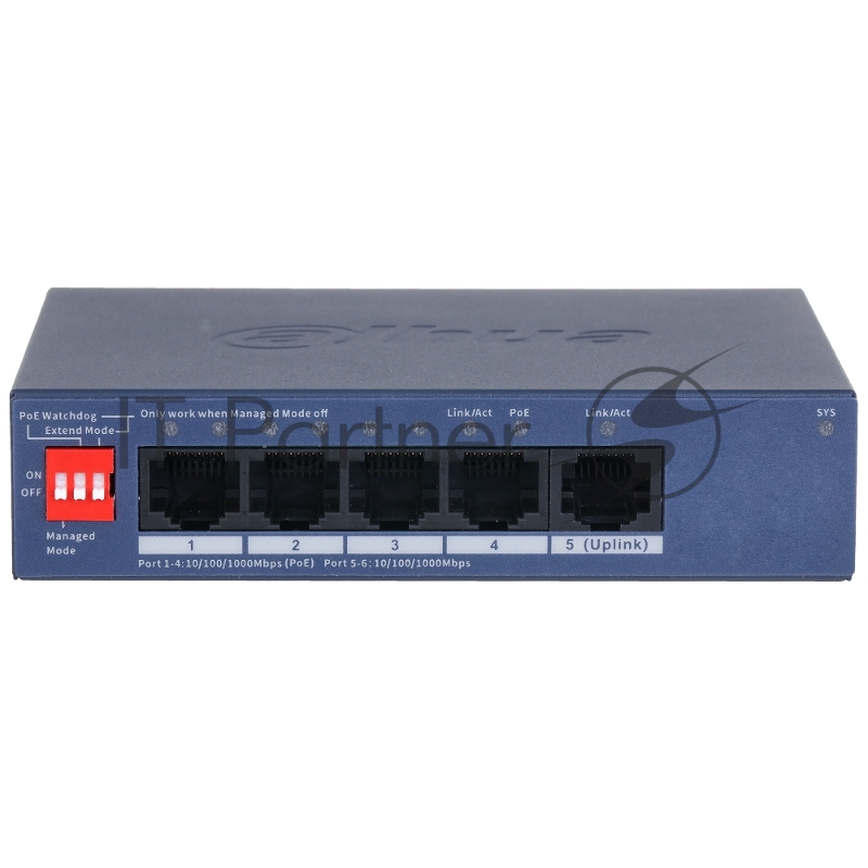 Коммутатор DAHUA DH-CS4005-4GT-36 4-портовый гигабитный PoE с функцией облачного управления, 4xRJ45 1Gb, 1xRJ45 1Gb uplink, суммарно 40Вт