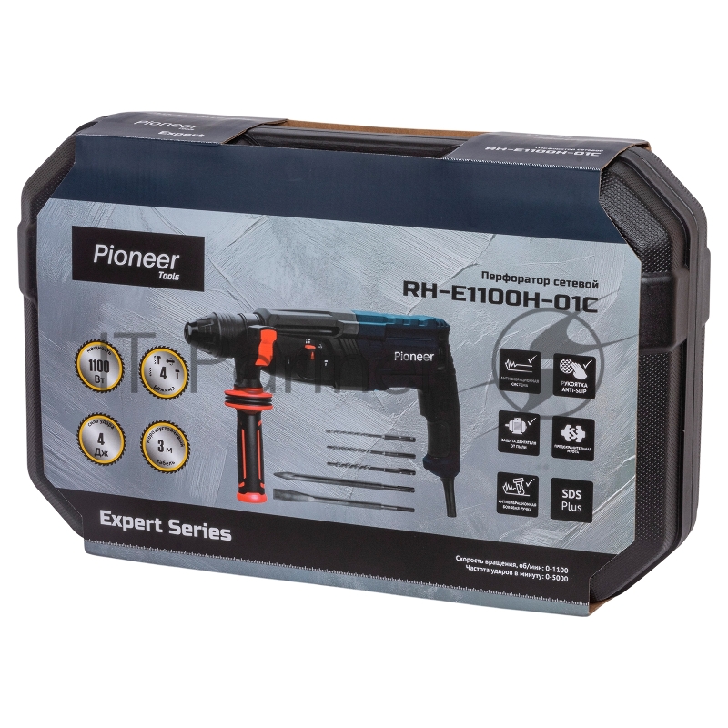 Перфоратор PIONEER RH-E1100H-01C черный, синий