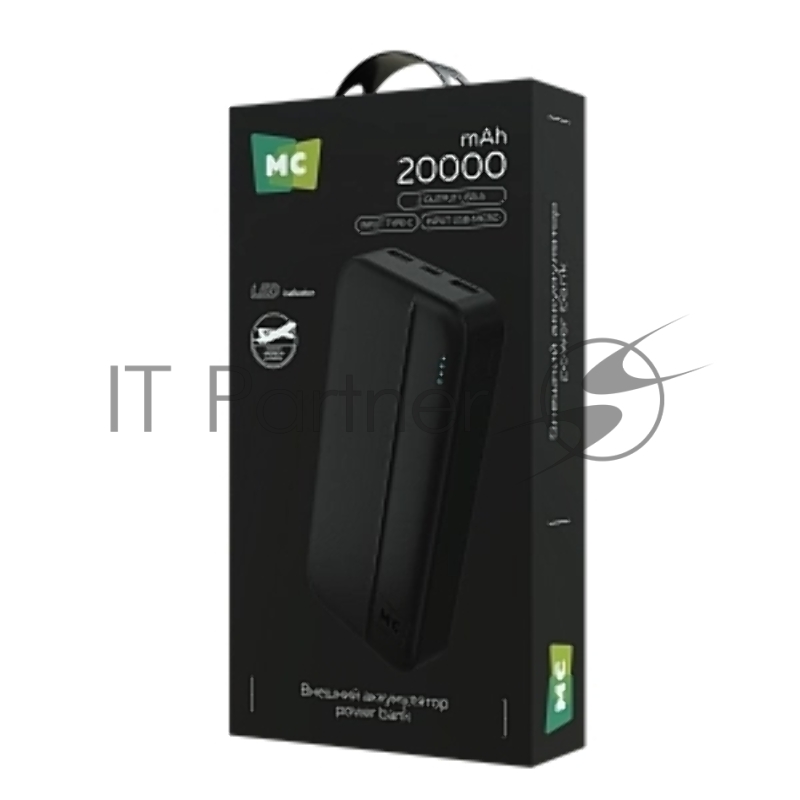 Внешний аккумулятор MORE CHOICE (4620202552914) PB25-20 20000mAh 2USB+Type-C+1micro USB 2.0A , черный
