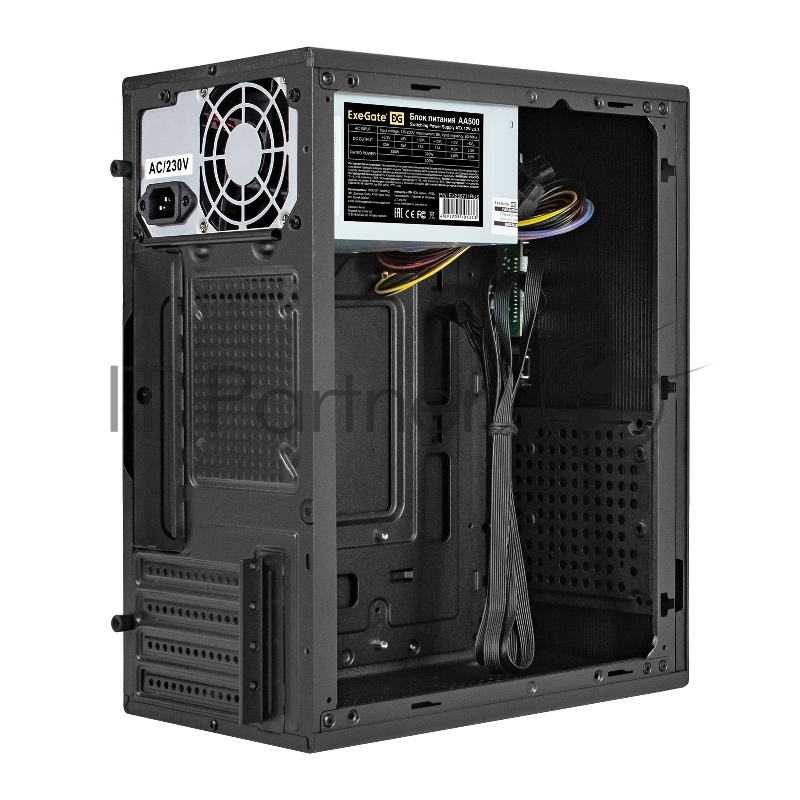 Корпус Minitower ExeGate BAA-308M-AA500 (mATX, БП AA500 с вент. 8см, 2*USB, HD Audio, черный)