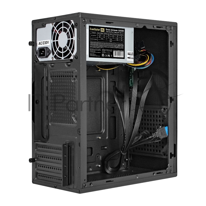 Корпус Minitower ExeGate BAA-303MU-AA500 (mATX, БП AA500 с вент. 8см, 2*USB+1*USB3.0, HD Audio, черный)