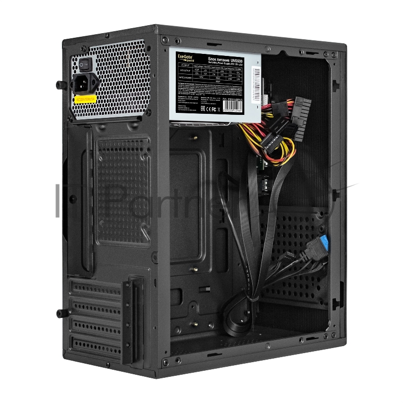 Корпус Minitower ExeGate BAA-303MU-UNS500 (mATX, БП UNS500 с вент. 12см, 2*USB+1*USB3.0, HD Audio, черный)