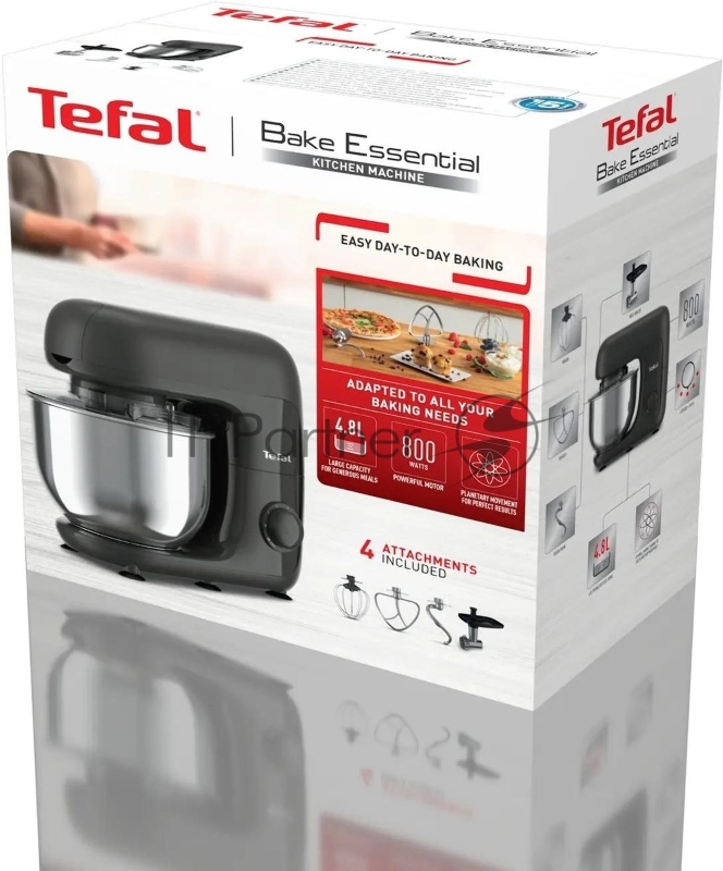 Кухонная машина Tefal Bake Essential QB161H38, черный/серебристый