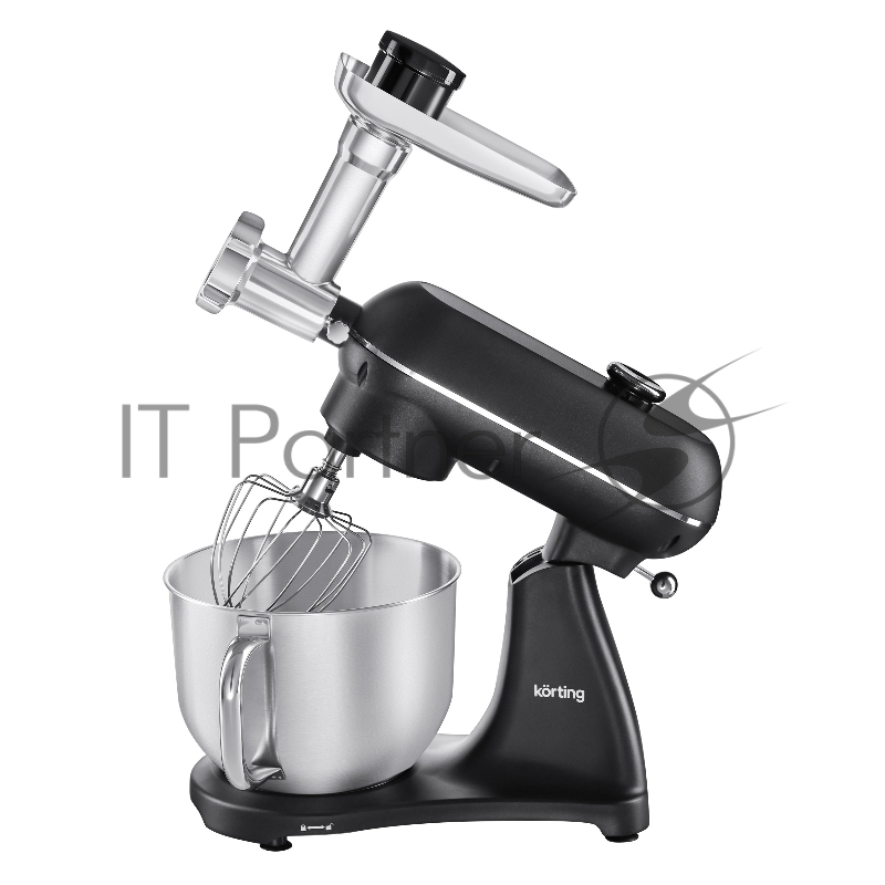 Кухонная машина KORTING KKM 0107 MB N, мощность 1500 Вт, 5 насадок, объем чаши 6.5 л, сенсорный дисплей/механическое управление, планетарное вращение, 11 скоростей, турборежим, импульсный режим, таймер, насадка для смешивания/крюк для теста/веничк/мя