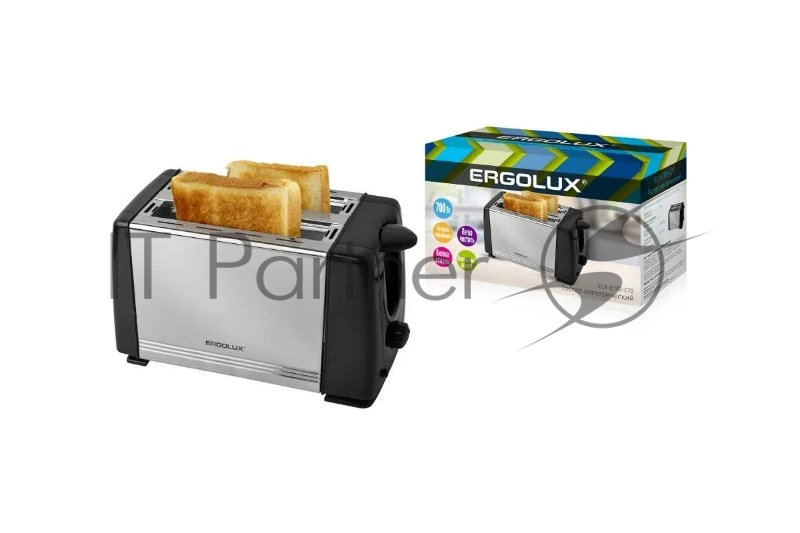 Тостер ERGOLUX ELX-ET03-C72 черный/нерж. сталь