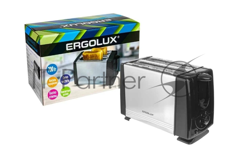Тостер ERGOLUX ELX-ET03-C72 черный/нерж. сталь