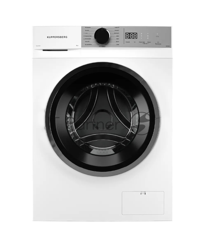 Стиральная машина KUPPERSBERG WM 480 W, отдельностоящая, 8 кг, 15 программ, 1400 об/мин, пар, дозагрузка белья, отложенный старт, предварительная стирка, LED дисплей, энергоэффективность А+++, цвет белый