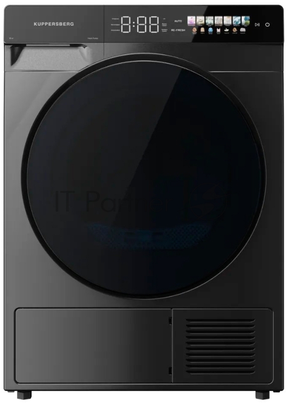 Сушильная машина KUPPERSBERG DM 590 GR, High-Tech, загрузка 10 кг, 16 программ, тепловой насос, отсрочка старта, реверс барабана, ультрафиолет, сенсорное управление, блокировка от детей, энергоэффективность А+, серый