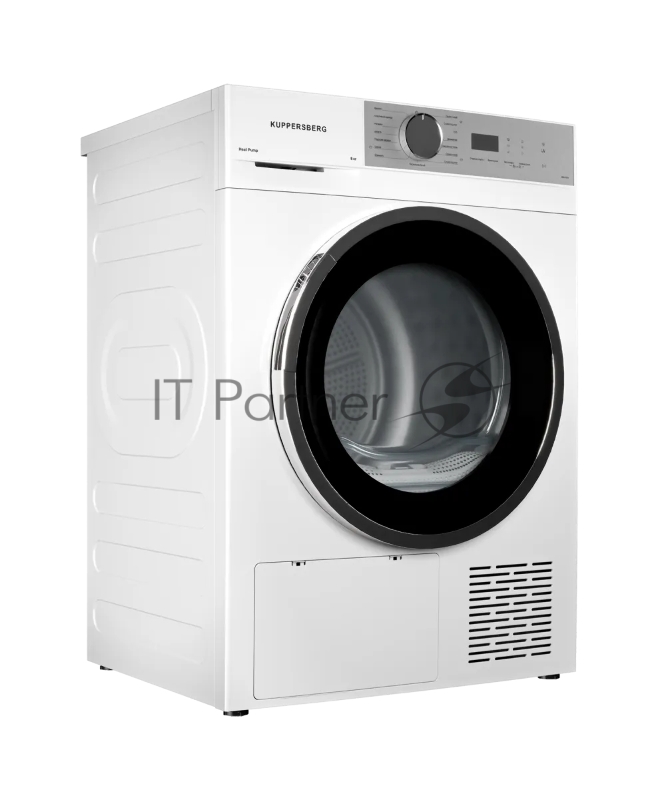 Сушильная машина Kuppersberg DM 611 W, отдельностоящая, тепловой насос, 8 кг, 15 программ, отсрочка старта, защита от сминания, ультрафиолет, электронное управление, белый