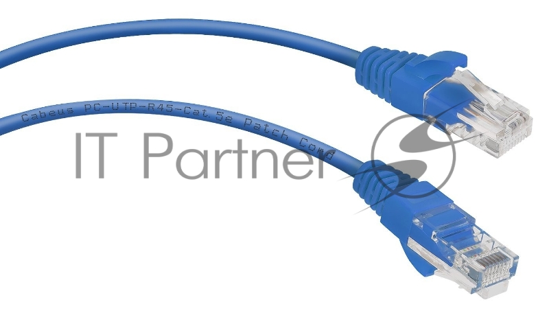 Шнур комм. Cabeus, кат. 5е, неэкр., U/UTP, RJ45/RJ45, LSZH, AWG24, 0.5м, синий