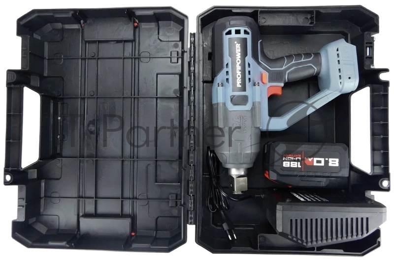 Аккумуляторный бесщеточный ударный гайковерт ProfiPower T-2500N (18В,Li-ion-1шт, 8.0Ач, 2500Нм, З/У, в кейсе)
