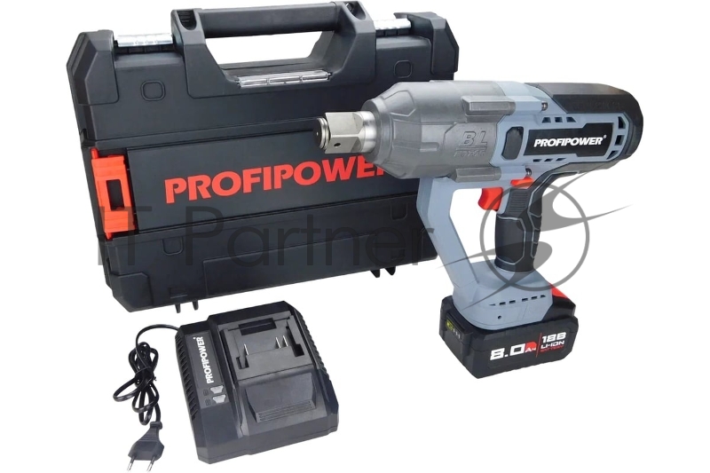Аккумуляторный бесщеточный ударный гайковерт ProfiPower T-2500N (18В,Li-ion-1шт, 8.0Ач, 2500Нм, З/У, в кейсе)