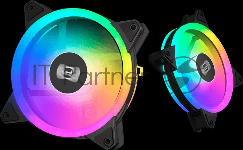 Кулер для корпуса Case Cooler PCCooler F3 T120 ARGB BK 3IN1 (120x120x25mm, 4-pin PWM, ARGB, 46CFM, 21.6dBA, 1800RPM, Black, 3pcs)