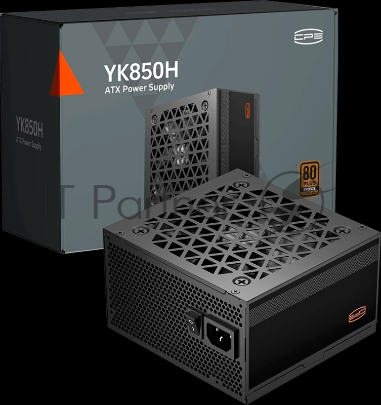 Блок питания ПК Power Supply PCCooler, 850W 80+ Bronze (ATX, ATX 3.1, Non-modular, 1x24(20+4)pin 550mm, 2xCPU*2 8(4+4)pin 650mm, 4xPCIe*2 8(6+2)pin 500+120mm, 1x12V-2x6 600mm, 8xSATA*3+MOLEX4pin*2, Active, 120x120mm, 140x150x86mm, APFC, OVP/UVP/OCP/S