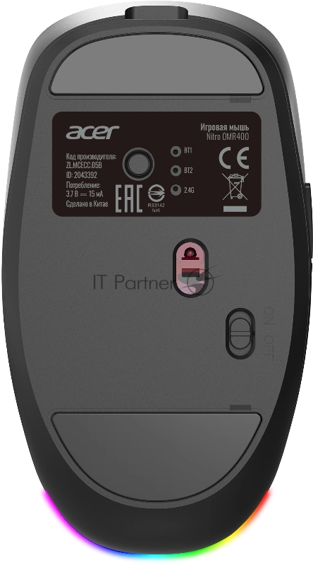 Мышь Acer Nitro OMR400 черный оптическая 3200dpi silent беспров. BT/Radio USB 6but (ZL.MCECC.05B)