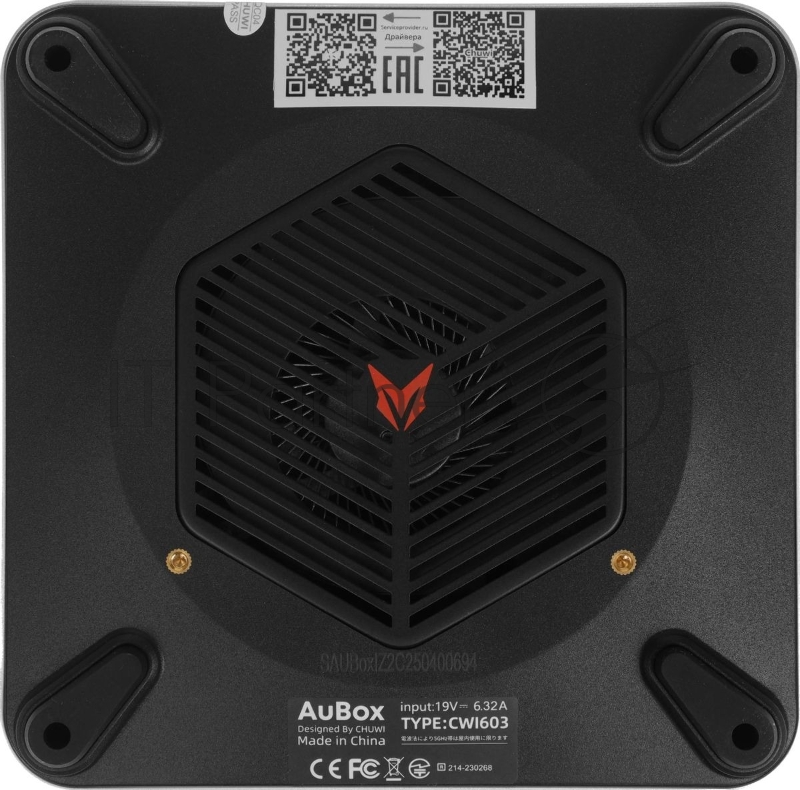 Мини ПК Chuwi AuBox Core i9 13900HK (2.6) 16Gb SSD512Gb Iris Xe Windows 11 Pro 2x2.5GbitEth WiFi BT 120W серебристый/черный