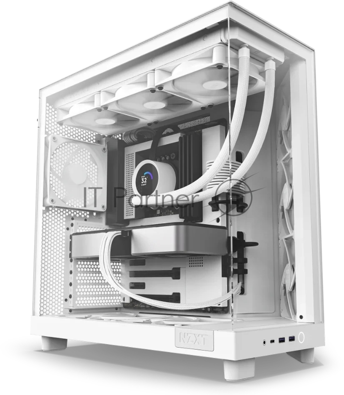 Корпус без блока питания/ Case NZXT H6 Flow, Midi-Tower, TG, 3x120mm, 2xUSB-A 3.2 + 1xUSB-C 3.2, ATX, mATX, mITX White