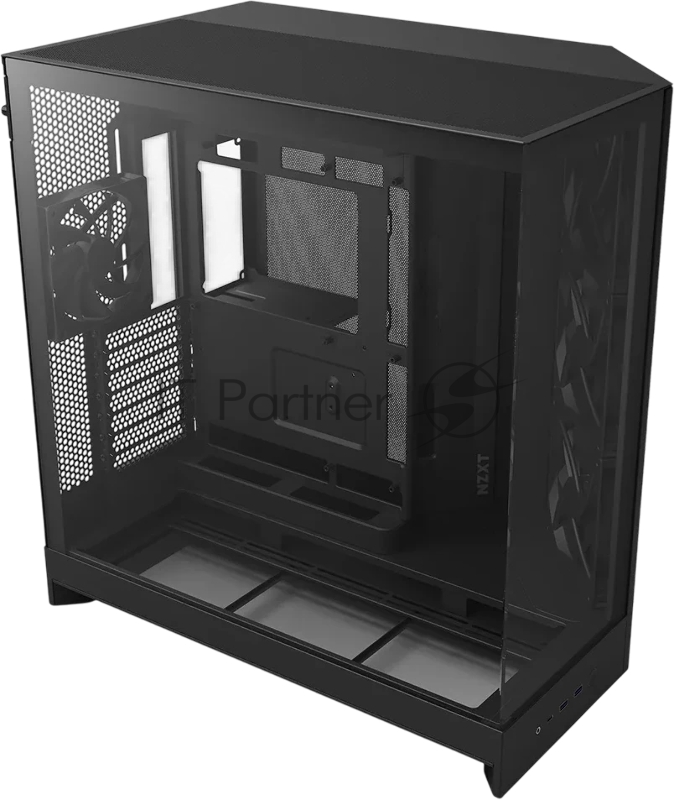 Корпус без блока питания/ Case NZXT H9 Flow RGB (2025), Midi-Tower, TG, 3x140mm RGB + 1x120mm, 2xUSB-A 3.2 + 1xUSB-C 3.2, E-ATX, ATX, mATX, mITX Black