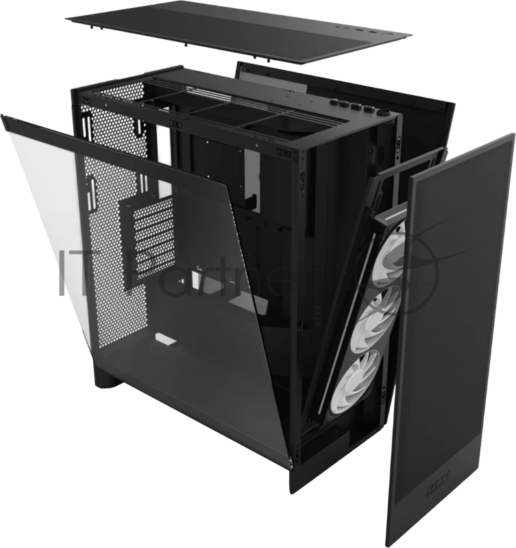 Корпус без блока питания/ Case NZXT H7 Flow RGB, Midi-Tower, TG, 3x120mm RGB, 2xUSB-A 3.2 + 1xUSB-C 3.2, E-ATX, ATX, mATX, mITX Black