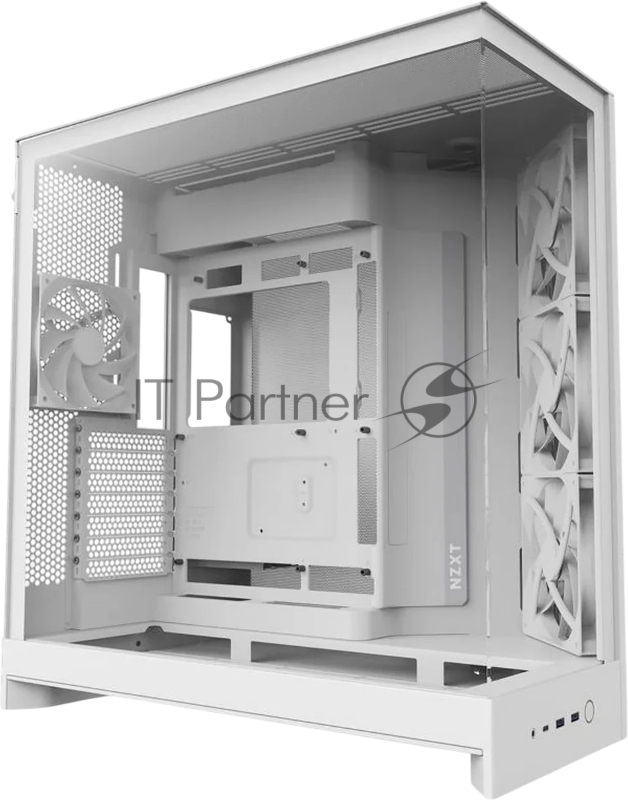 Корпус без блока питания/ Case NZXT H9 Flow RGB+ (2025), Midi-Tower, TG, 6x140mm RGB + 1x120mm RGB, 2xUSB-A 3.2 + 1xUSB-C 3.2, E-ATX, ATX, mATX, mITX White