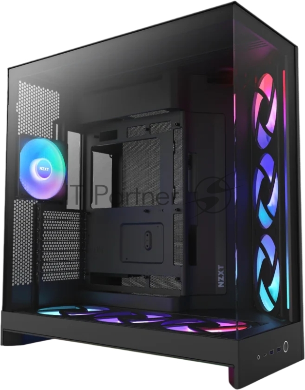 Корпус без блока питания/ Case NZXT H9 Flow RGB+ (2025), Midi-Tower, TG, 6x140mm RGB + 1x120mm RGB, 2xUSB-A 3.2 + 1xUSB-C 3.2, E-ATX, ATX, mATX, mITX Black