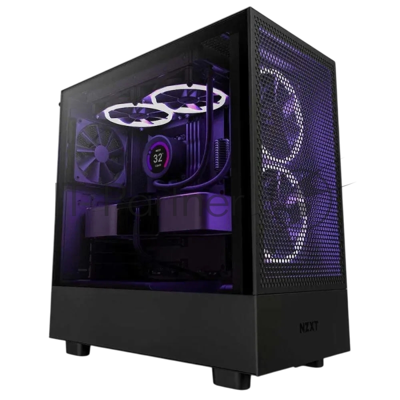 Корпус без блока питания/ Case NZXT H5 Flow RGB, Midi-Tower, TG, 3x120mm RGB + 1x120mm, 1xUSB-A 3.2 + 1xUSB-C 3.2, E-ATX, ATX, mATX, mITX Black