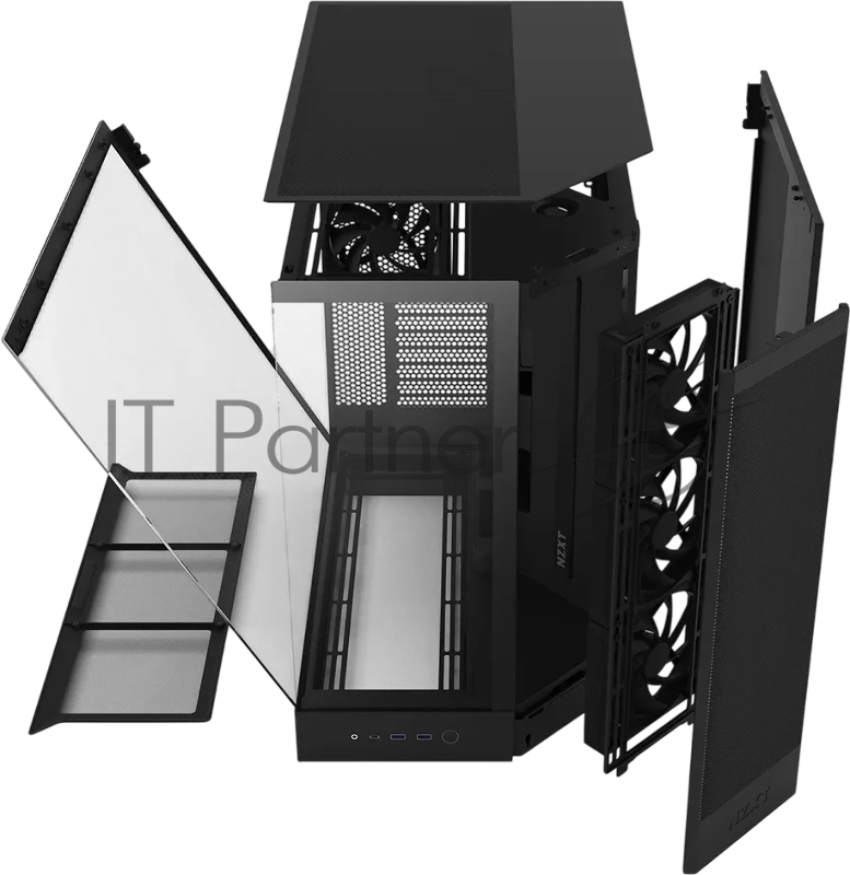 Корпус без блока питания/ Case NZXT H9 Flow (2025), Midi-Tower, TG, 3x140mm + 1x120mm, 2xUSB-A 3.2 + 1xUSB-C 3.2, E-ATX, ATX, mATX, mITX Black