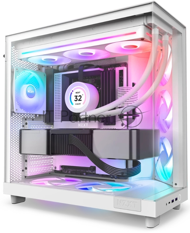 Кулер для корпуса ПК/ Case Cooler NZXT F360 RGB Core (120x120x25mm, 4-pin PWM, RGB, 75.12CFM, 30dBA, 2400RPM, White, Single-Frame RGB Fan Unit)